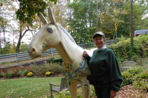 Betty Orlemann with Mule