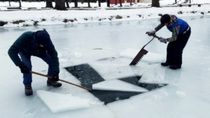 Ice Harvesting on the canal
