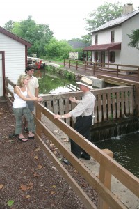 tourists at lock 11. delaware canal in new hope