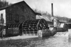 Waterwheels pump water into canal