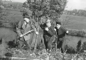 Ezra Stone in publicity photo on Buckstone Farm.